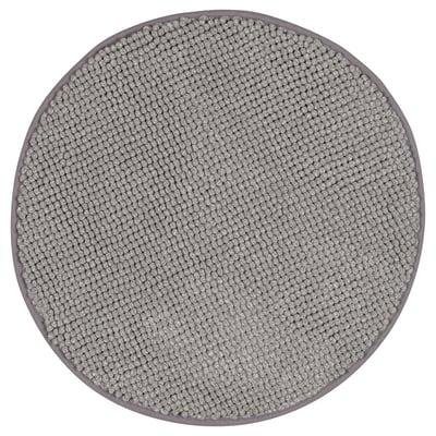 Round gray bath mat, TOFTBO, soft microfiber, recycled materials.
