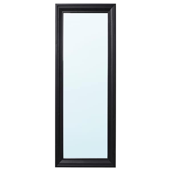 Black rectangular wall mirror with black mold frame, suitable for any room.