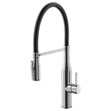 A TOLLSJÖN chrome faucet with curved spout and detachable handspray, crafted from durable brass.