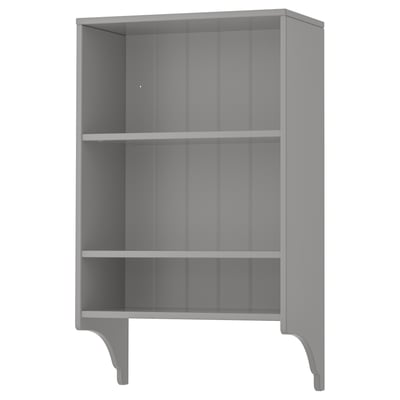 TORNVIKEN gray 3-shelf wall unit, wooden, rectangular, minimalist design.
