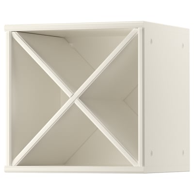 A white TORNVIKEN wine shelf, featuring an open design ideal for displaying bottles. Crafted from fibreboard with a modern, clean aesthetic.