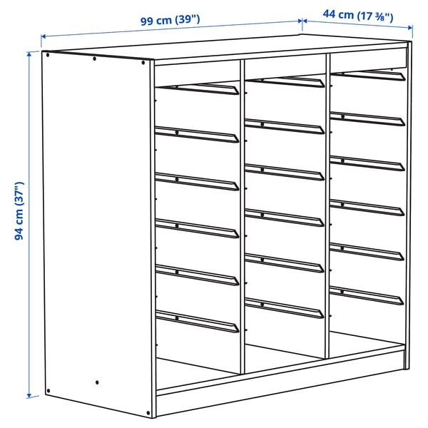 Illustration with measurements for the product: TROFAST.