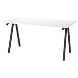 A white TROTTEN desk with black metal a-frame legs, offering a sturdy and modern design.