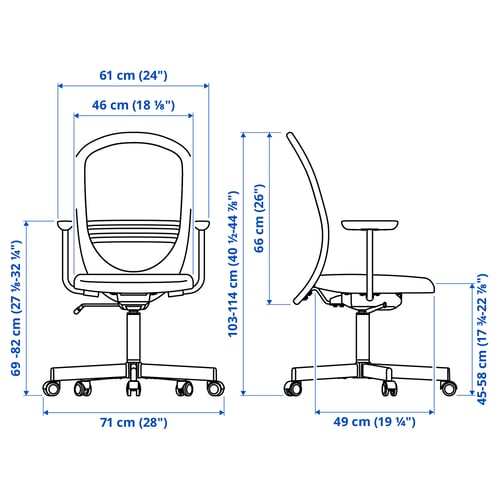 Illustration with measurements for the product: TROTTEN.