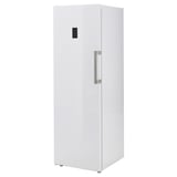 White upright freezer with touch control panel and led light.