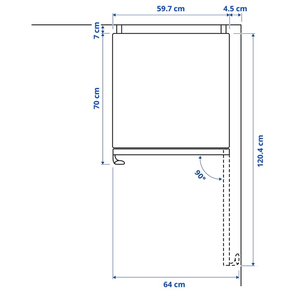 Illustration with measurements for the product: TYNNERÅS.