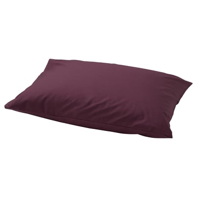 A maroon-colored rectangular pillowcase. Made with a blend of cotton and lyocell, it a crisp, smooth design, ideal for comfortable sleep.