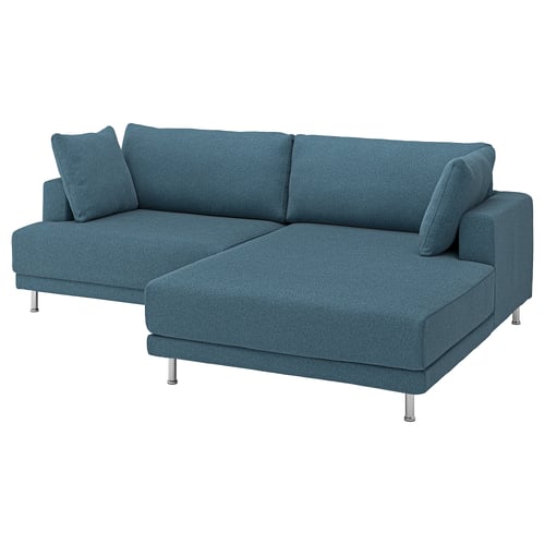 UPPÅKRA 3-seat modular sofa, with chaise longue, right/Axvall dark grey-blue