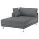 UPPÅKRA Chaise longue module, with armrest left/Johanneshov dark grey
