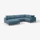 Blue UPPÅKRA sectional sofa, modern design with deep cushions, dark wood legs.