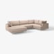 Modern beige u-shaped sectional sofa, minimalist design.