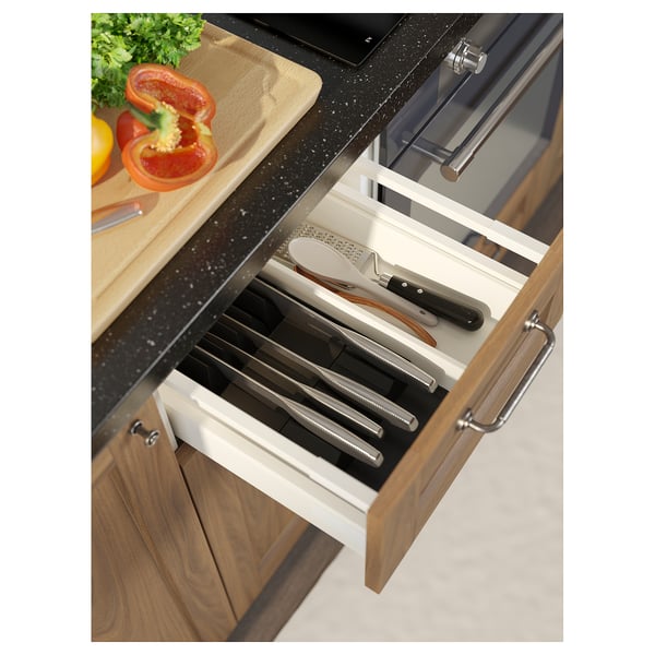 UPPDATERA Tray with knife rack, light bamboo/anthracite, 20x50 cm