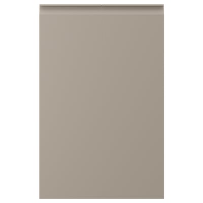 UPPLÖV kitchen cabinets in beige with modern, integrated handles and chamfered edges.