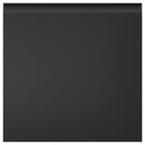 Black kitchen cabinet with modern, sleek design and integrated handles.