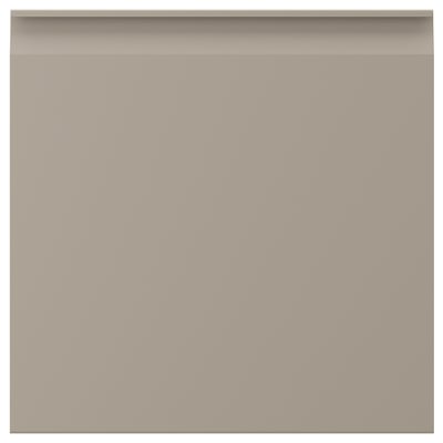 Beige UPPLÖV kitchen cabinet with sleek, integrated handle and chamfered edges.