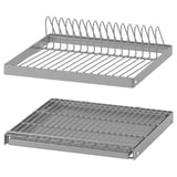 UTRUSTA dish drainers: silver metal, wall-mountable, efficient drying, 25-yr guarantee.