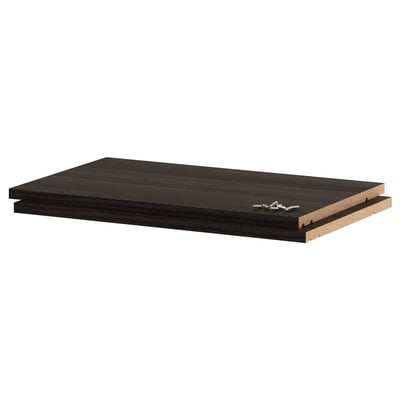 An UTRUSTA dark wooden shelf, rectangular, made of melamine and particleboard, with a scratch-resistant surface.