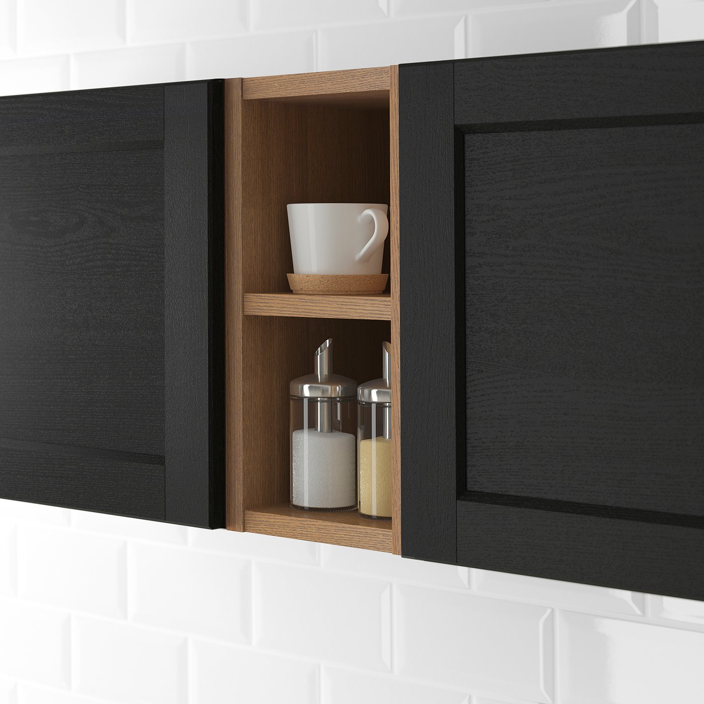 イケアVADHOLMA VADHOLMA Kitchen island, black, oak, Width: 49 5/8