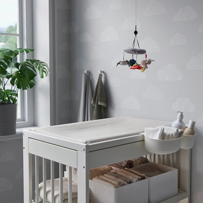 VÄDRA Babycare mat with cover, dotted/grey, 48x74 cm