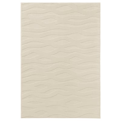 VÄXELFEL: beige 3d wavy rug, recycled polyester, rectangular, soft, anti-slip.