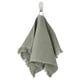 Option: Green VALLASÅN towel, soft cotton blend, textured waffle shape, hangs from wall hook.