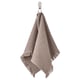 VALLASÅN towel: gray-brown, waffle weave, cotton/viscose, fringe edges, hangs on hook.