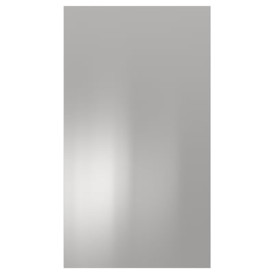 Stainless steel kitchen cabinet front, silver rectangle, industrial design.