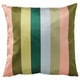 VATTENVÄN cushion, multicolored stripes, square, velvet texture.