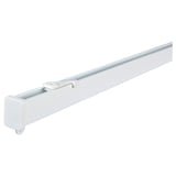 A white VIDGA curtain rail made of aluminum with a powder coat finish. It is designed for flexible, easy installation.