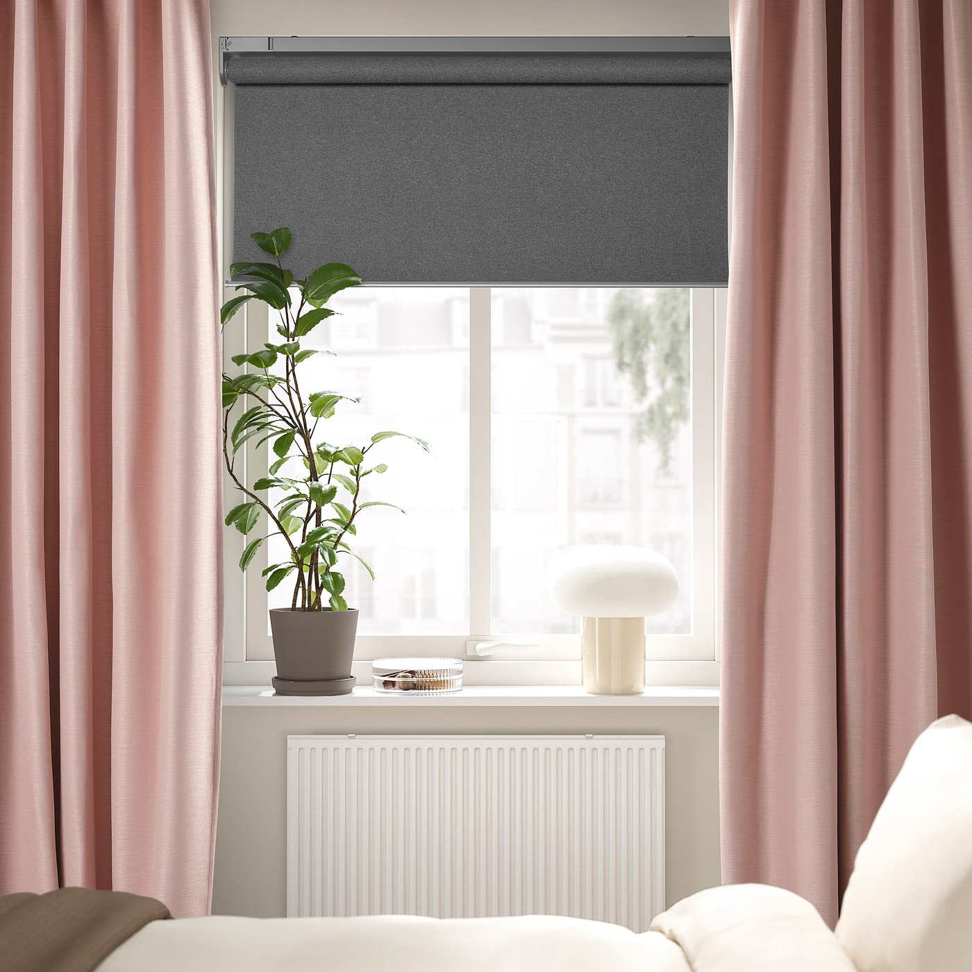 Almost NEW IKEA 断熱コットンカーテン モデル Vilborg VILBORG Room darkening curtains, 1 pair, gray, 57x98