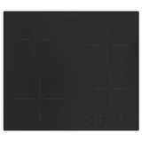 Black induction hob with 4 heating zones, touch controls, and child lock feature.