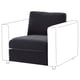 Black VIMLE sofa chair with soft, deep velvet, modern cube shape, and clean lines.