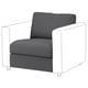 Modern grey armchair, VIMLE series, with soft fabric and sleek lines, perfect for cozy seating.