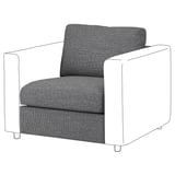 VIMLE gray sofa, modern minimalist design, boxy shape, upholstered with fabric, four legs.