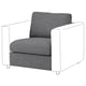 VIMLE gray sofa, modern minimalist design, boxy shape, upholstered with fabric, four legs.