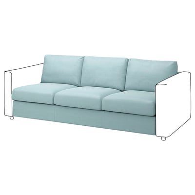 VIMLE sofa, light blue, modern design, cushioned seat & back, minimalist style, three-seater.