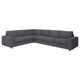 Gray VIMLE sectional sofa, modern minimalist design, l-shape for corner placement, upholstered in soft cotton and polyester fabric.