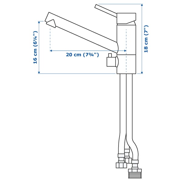 Illustration with measurements for the product: YTTRAN.