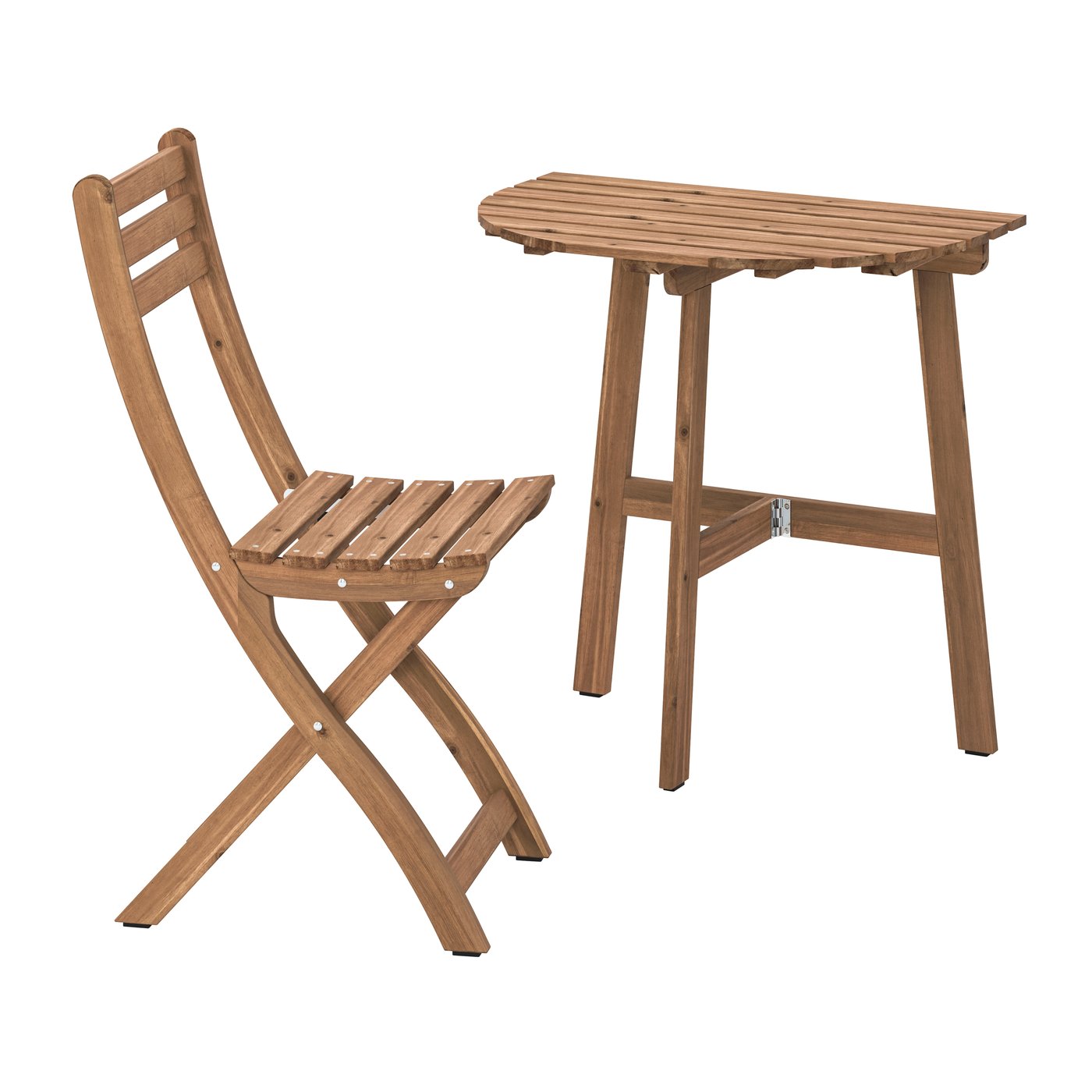 IKEA - ASKHOLMEN seinänvieruspöytä+ttuoli, ulkok, Askholmen tummanruskea