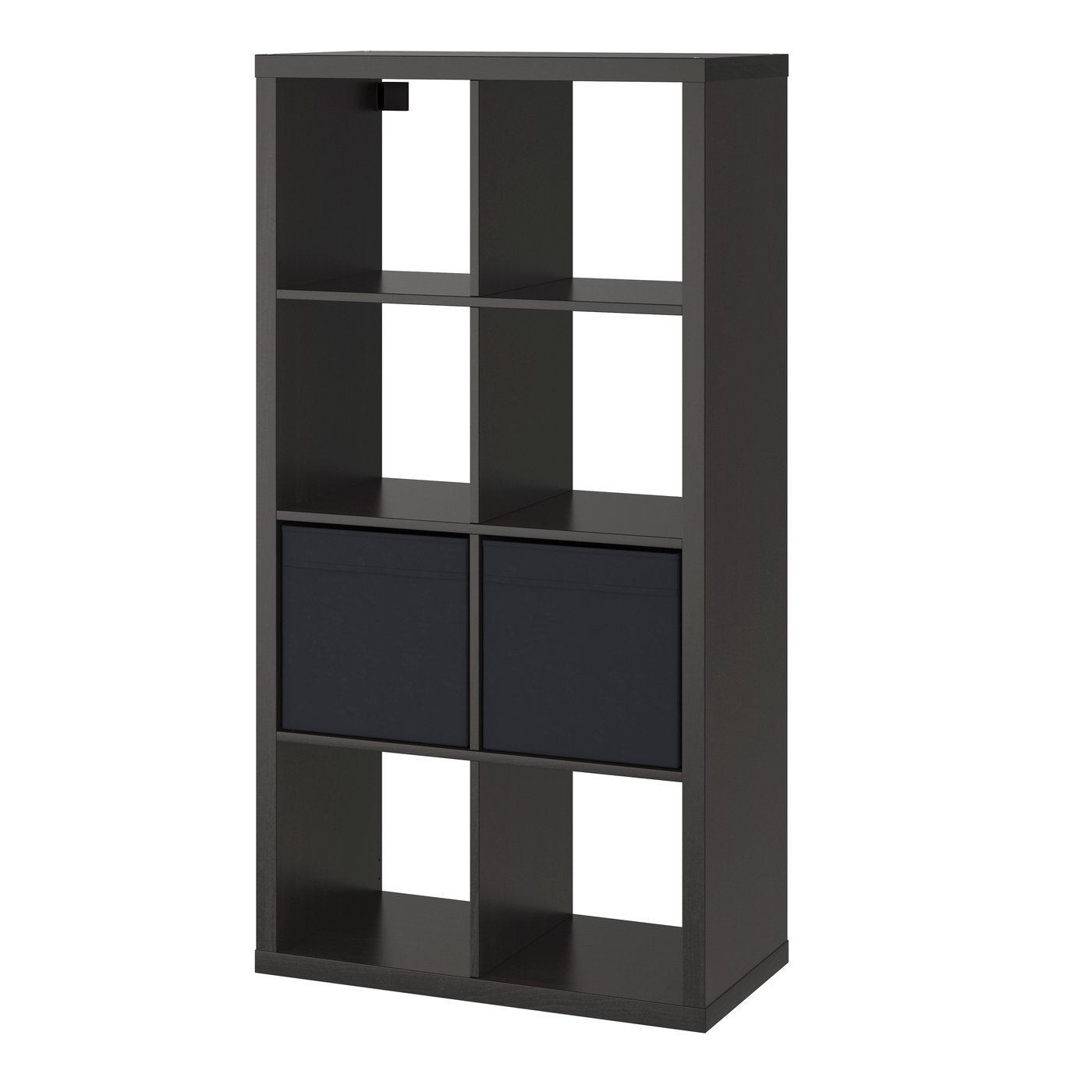 IKEA - KALLAX hylly+2 sisustetta, mustanruskea