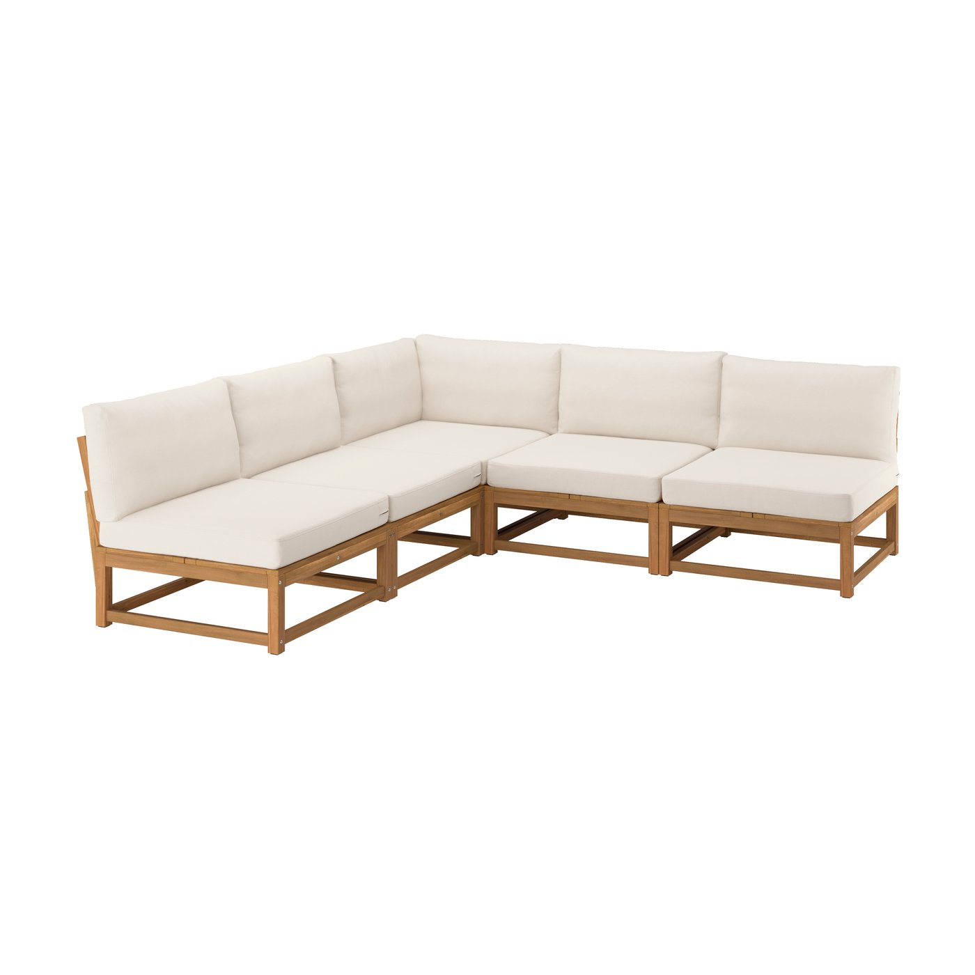 IKEA - NÄMMARÖ 4:n istuttava kulmasohva, ulkokäyttöön vaaleanruskeaksi petsattu/Frösön/Duvholmen beige, 80x80 cm\77x56 cm\80x44 cm\80x80 cm\80x44 cm\81x81 cm