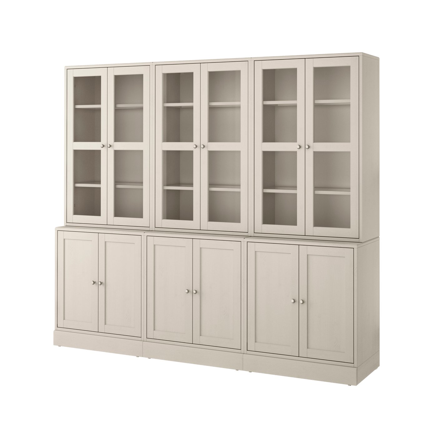IKEA - HAVSTA säilytyskokonaisuus+vitriiniovet, harmaanbeige