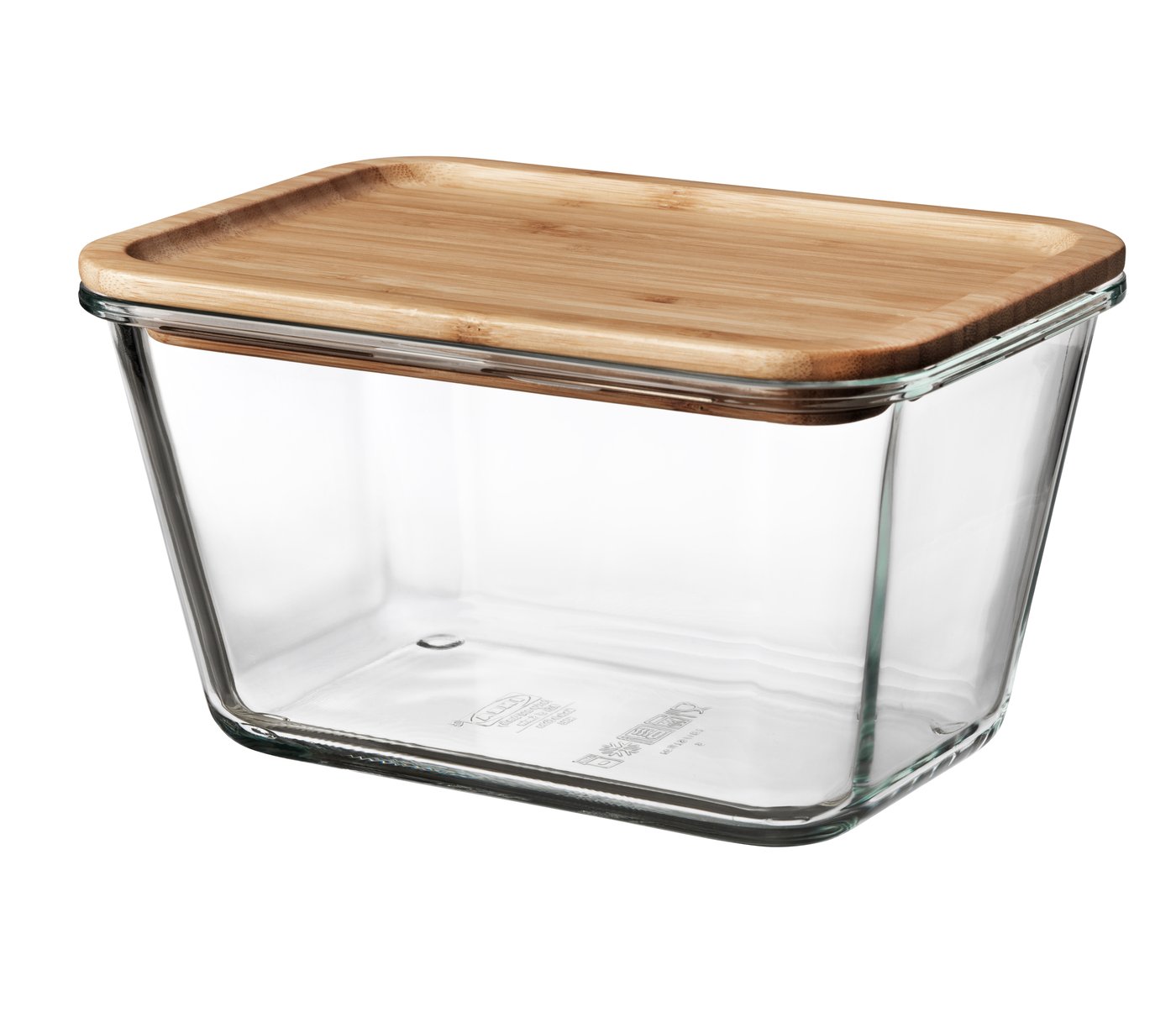 IKEA - IKEA 365+ kannellinen säilytysastia, suorakaide lasi/bambu, 1.8 l