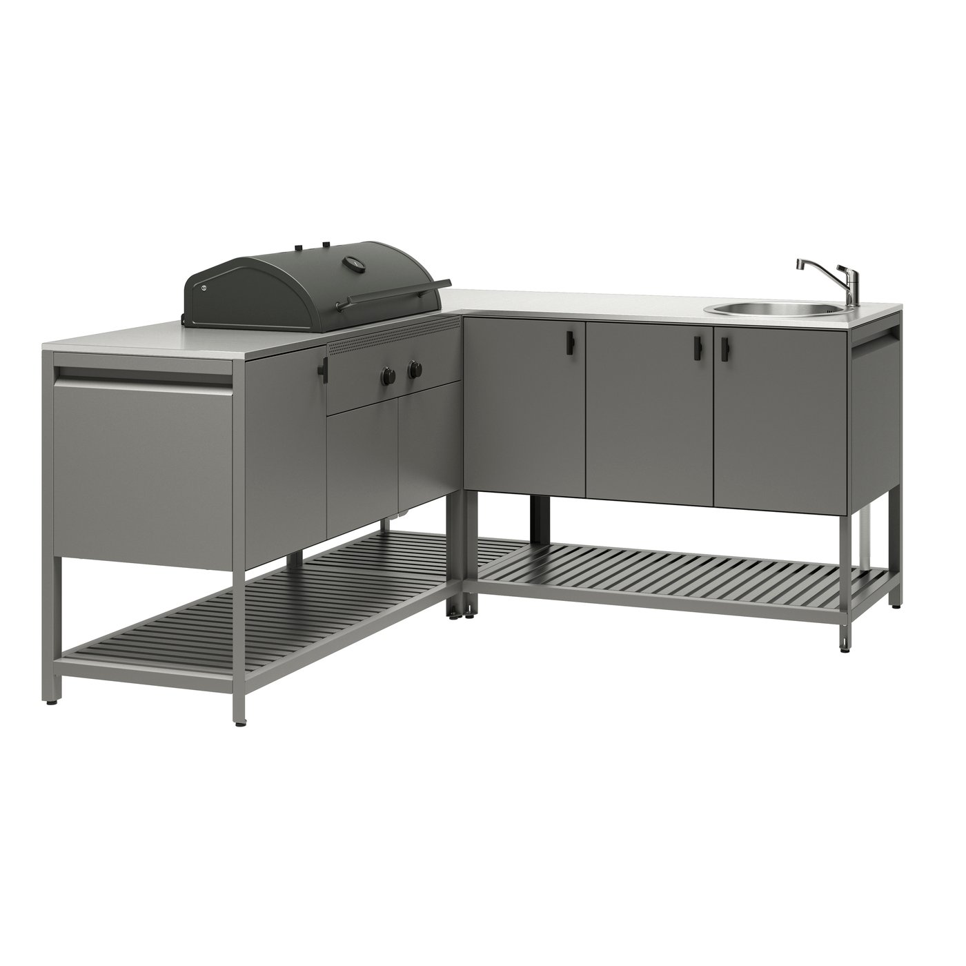 IKEA - BÅTSKÄR kesäkeittiö + hiiligrilli + allasyk, tummanharmaa