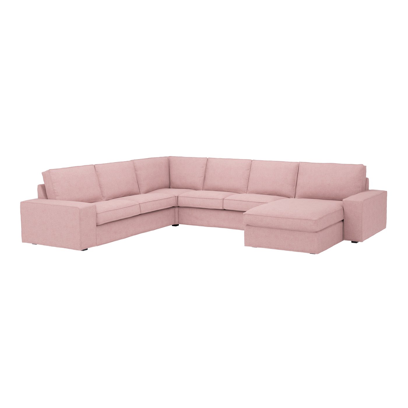 IKEA - KIVIK kulmasohva, 5-ist. sohva+divaani, Gunnared vaalea rusehtava roosa