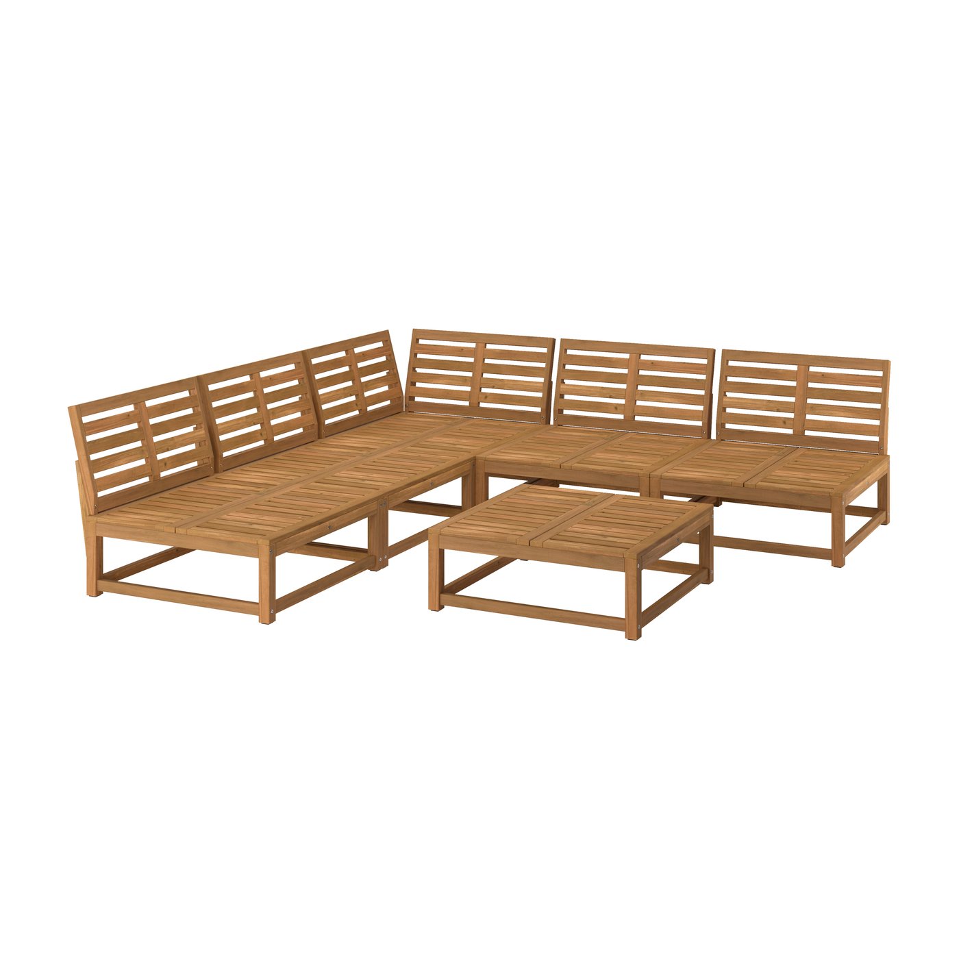 IKEA - NÄMMARÖ 4:n istuttava kulmasohva, ulkokäyttöön/vaaleanruskeaksi petsattu, 77x56 cm\81x81 cm