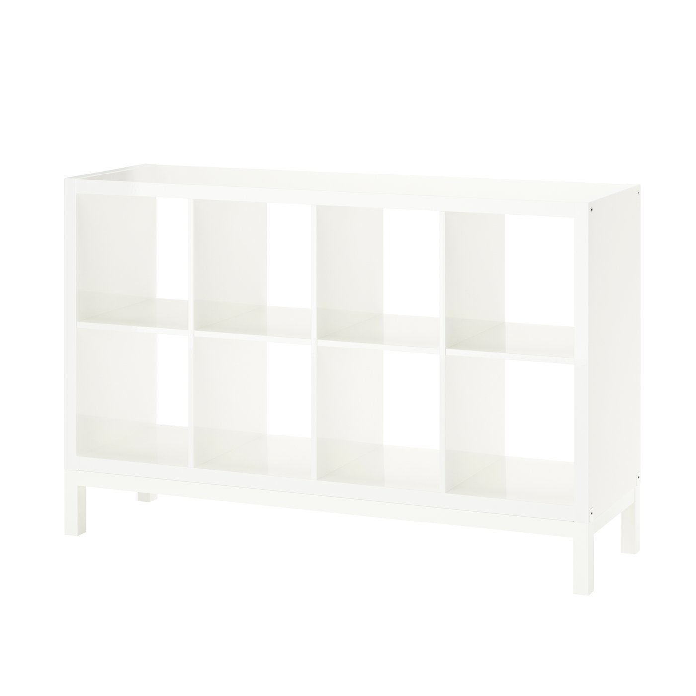 IKEA - KALLAX hyllykkö jalustalla, korkeakiilto/valkoinen/valkoinen