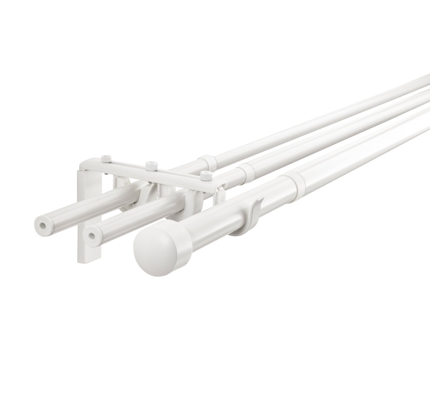 IKEA - RÄCKA / HUGAD kolmoisverhotankokokonaisuus, valkoinen