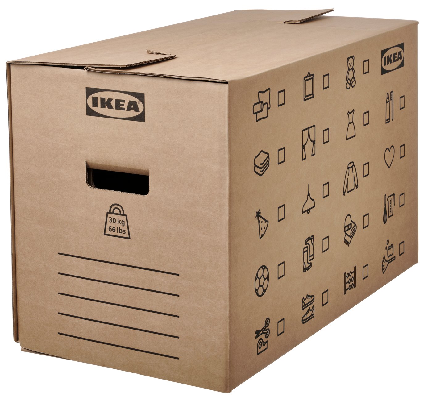 IKEA - DUNDERGUBBE muuttolaatikko, ruskea, 64x34x40 cm/80 l