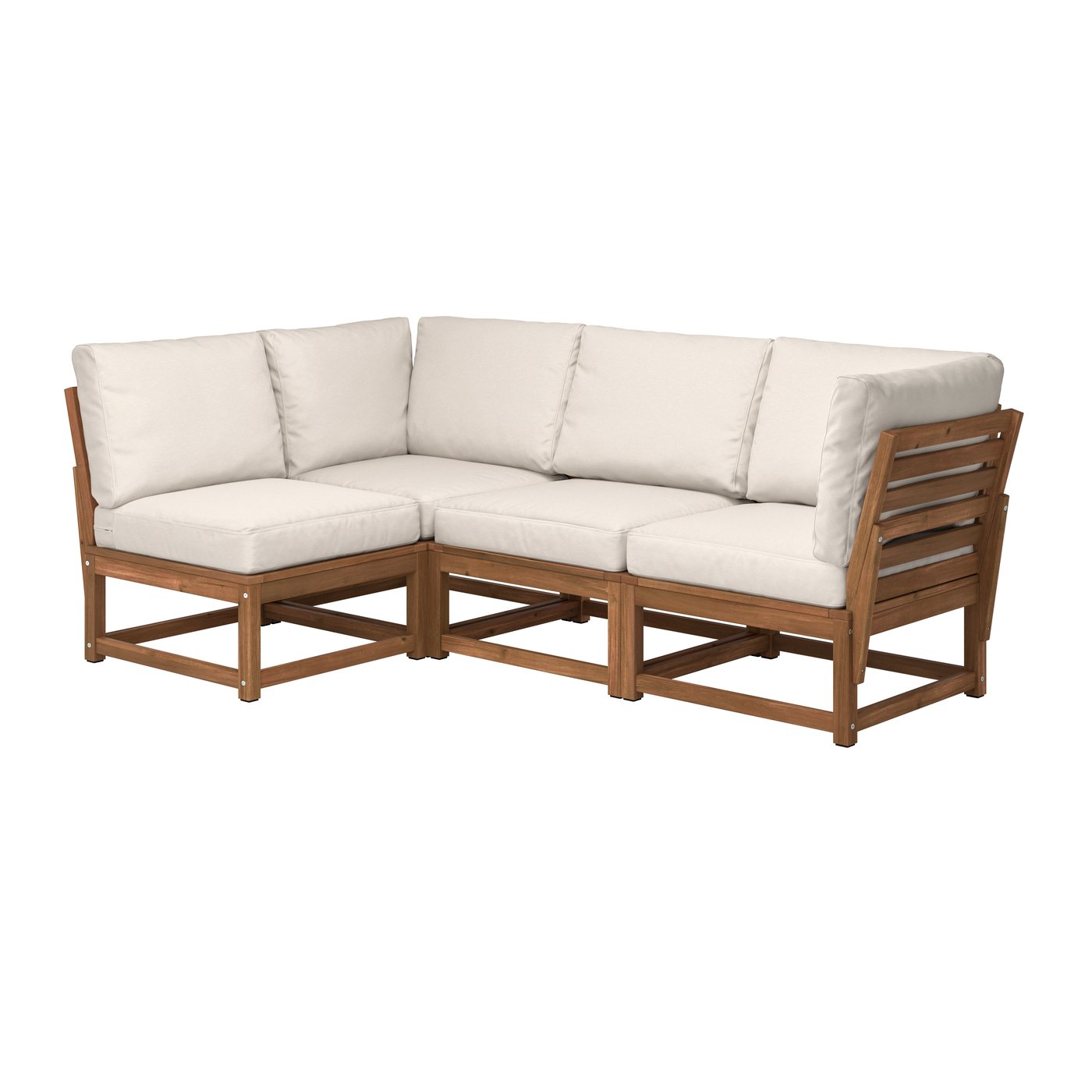IKEA - NÄMMARÖ 3:n istuttava kulmasohva, ulkokäyttöön vaaleanruskeaksi petsattu/Frösön/Duvholmen beige, 62x44 cm\63x63 cm\62x62 cm\62x62 cm\60x56 cm\62x44 cm